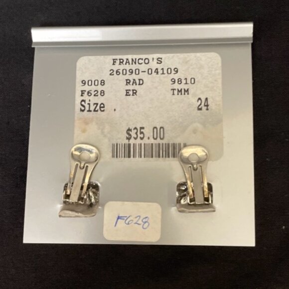 Vintage Clip On Earrings Silver & Gold Toned Square Shield Costume Jewelry - Picture 3 of 4